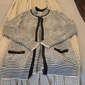 Elegant Black and White Women's Cardigan